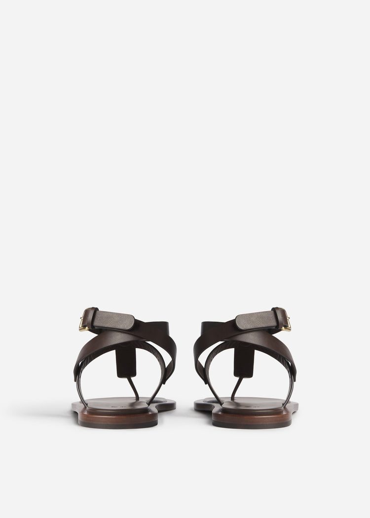 Ankle Wrap Sandal in Calfskin Leather - Chocolate, image 3 of 3