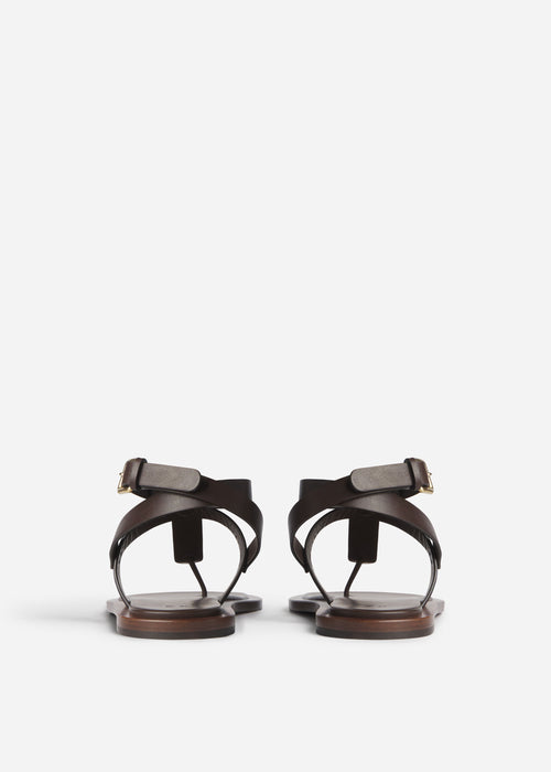 Ankle Wrap Sandal in Calfskin Leather - Chocolate, image 3 of 3