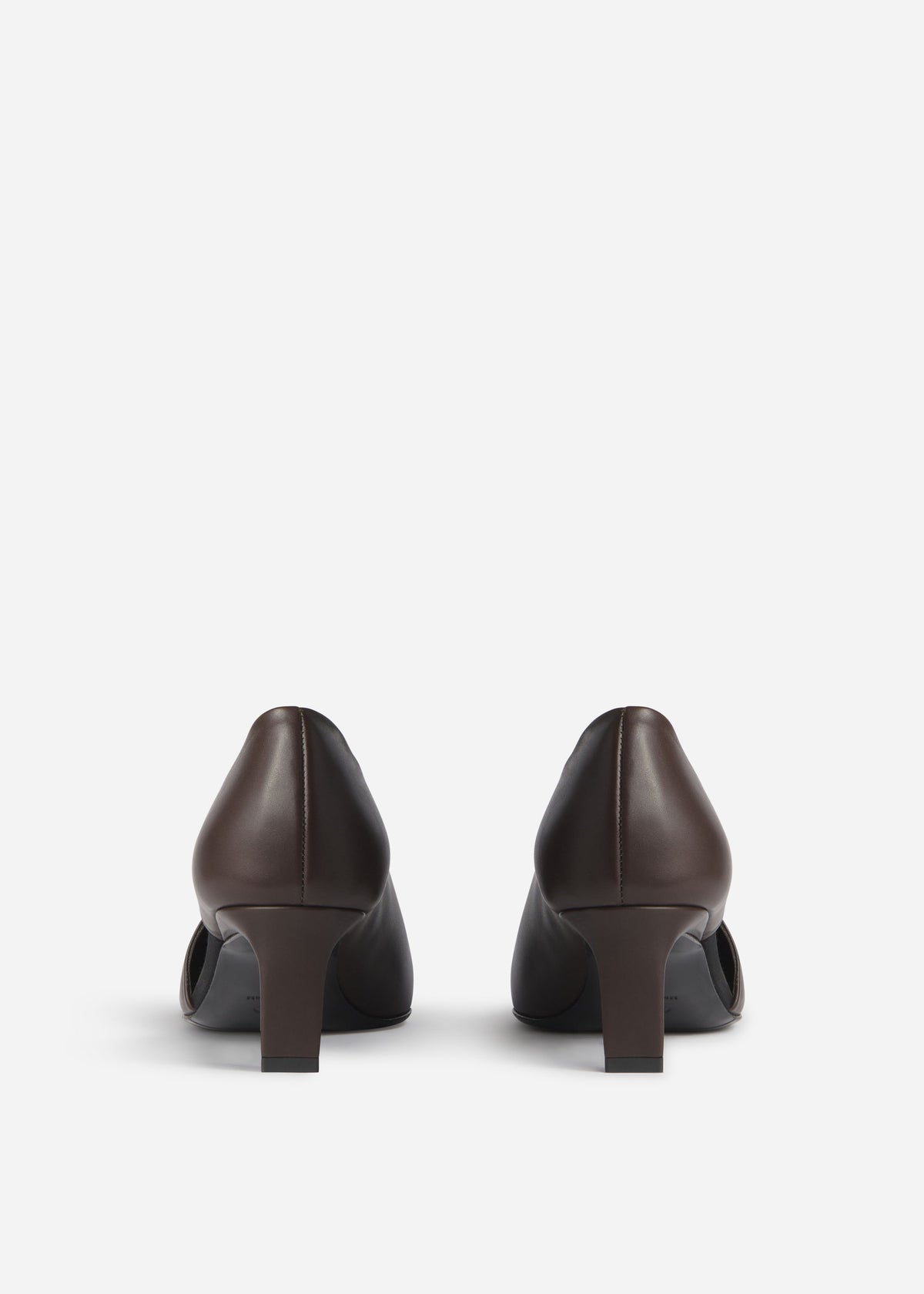Asymmetric Pointed Kitten Heel in Smooth Leather- Chocolate, image 3 of 3