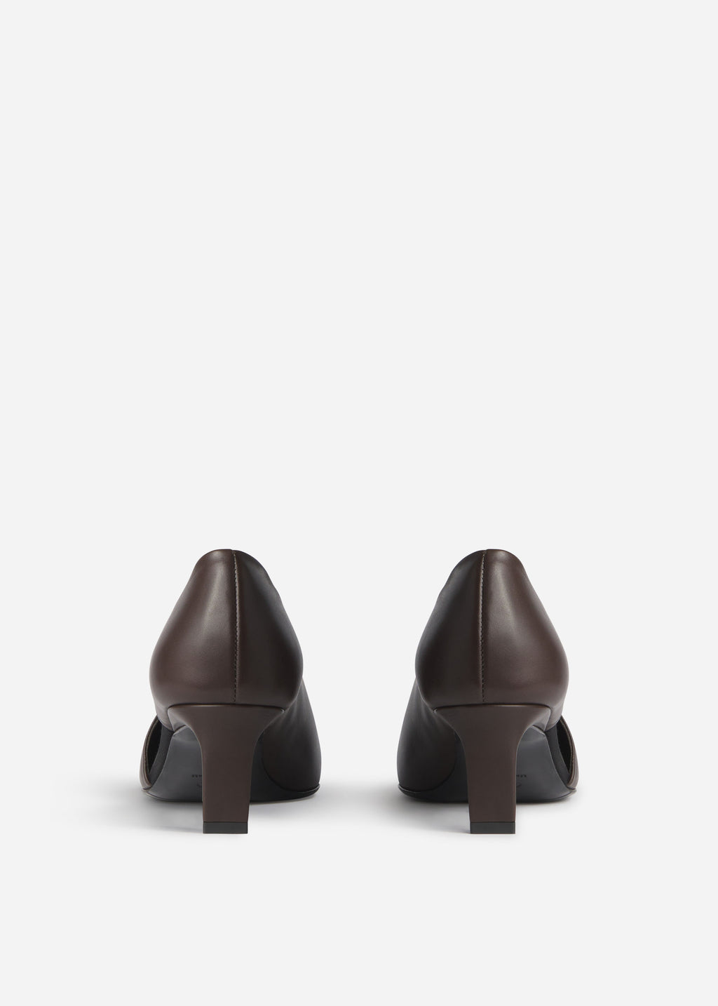 Asymmetric Pointed Kitten Heel in Smooth Leather- Chocolate - CO