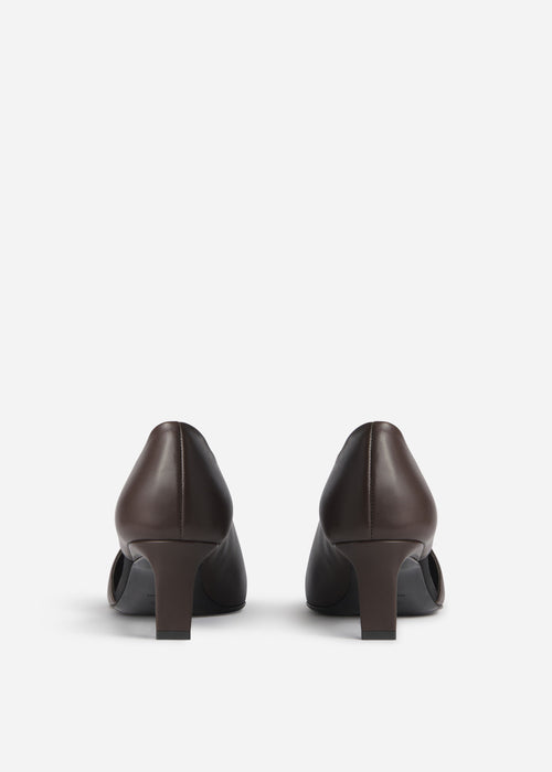 Asymmetric Pointed Kitten Heel in Smooth Leather- Chocolate, image 3 of 3