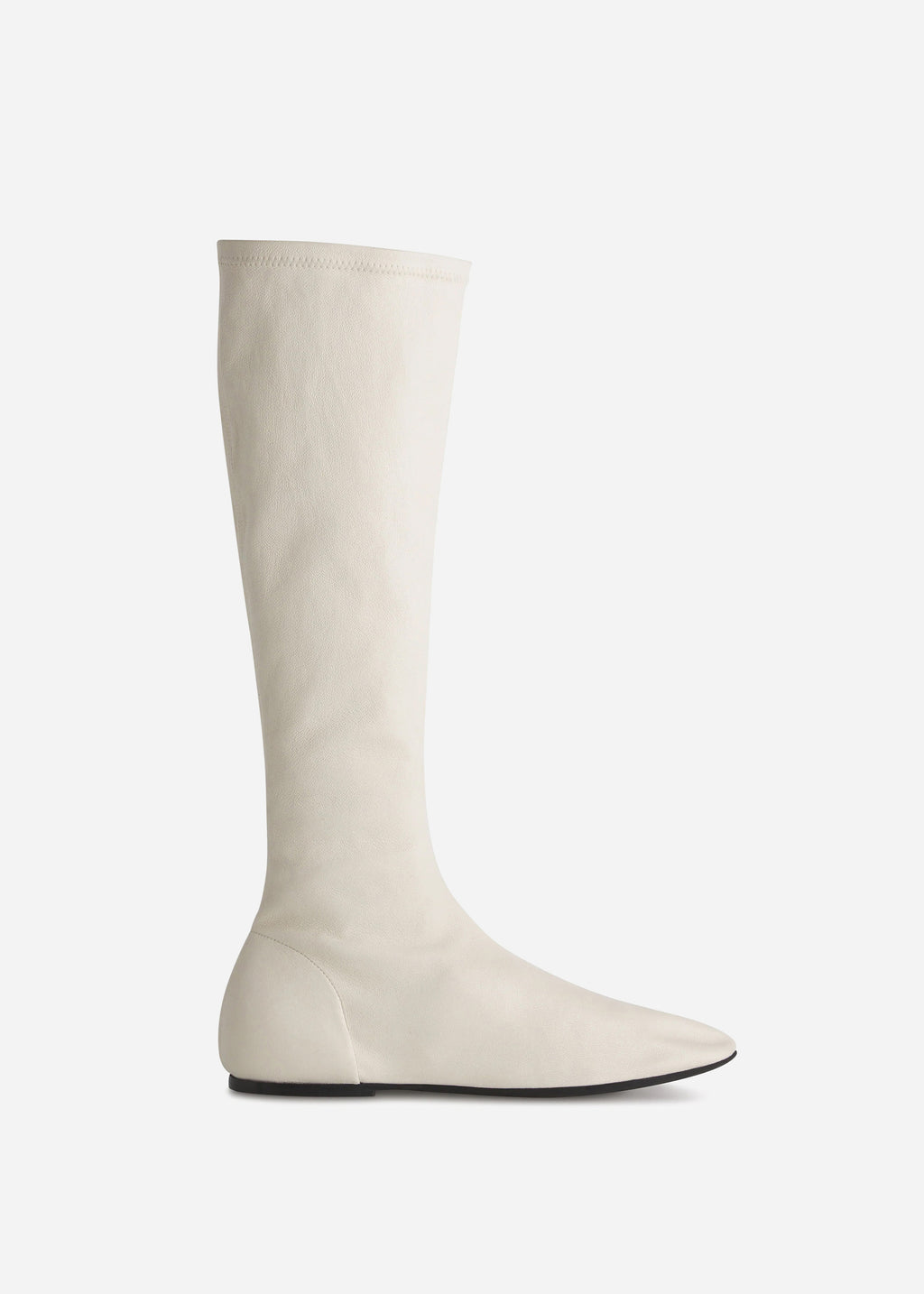 Stretch Leather Knee-High Bootie in Ivory - CO