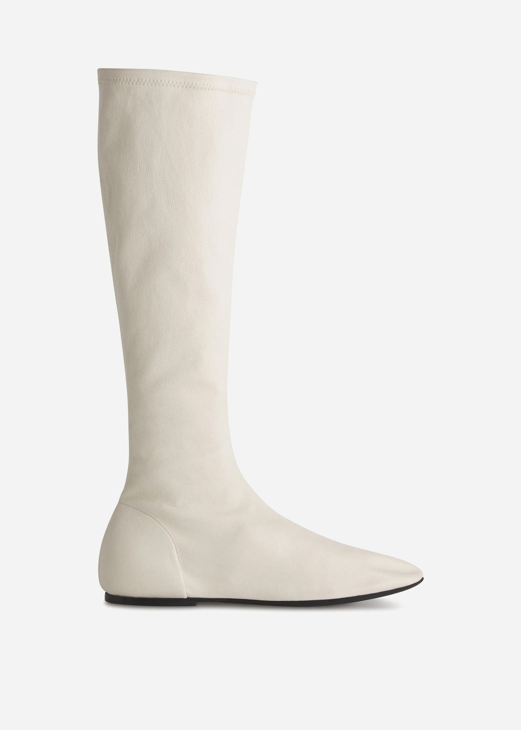 Stretch Leather Knee-High Bootie in Ivory - CO