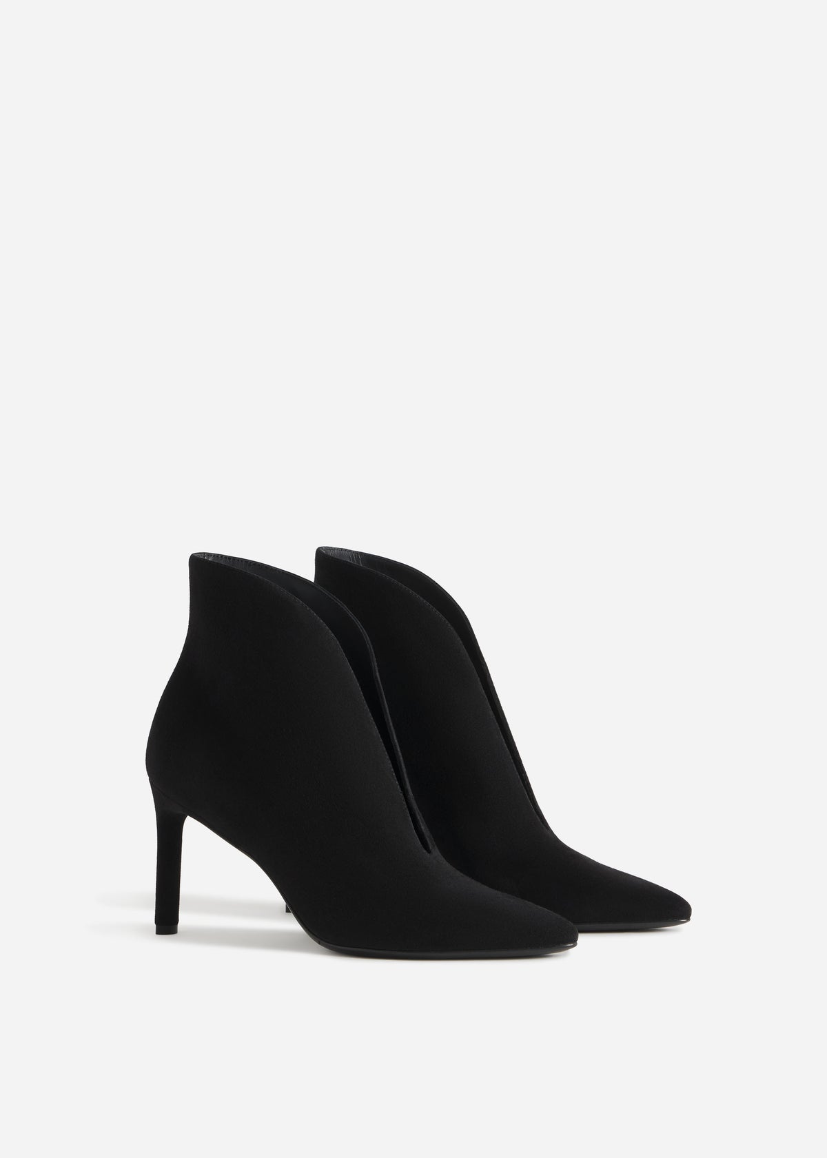 V-Cut Heeled Bootie in Suede - Black, image 1 of 3