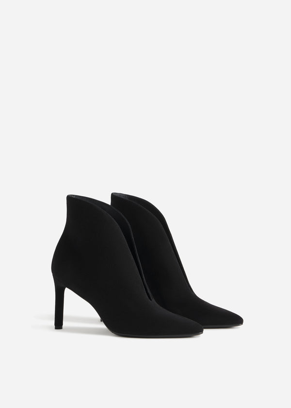 V-Cut Heeled Bootie in Suede - Black, image 1 of 3