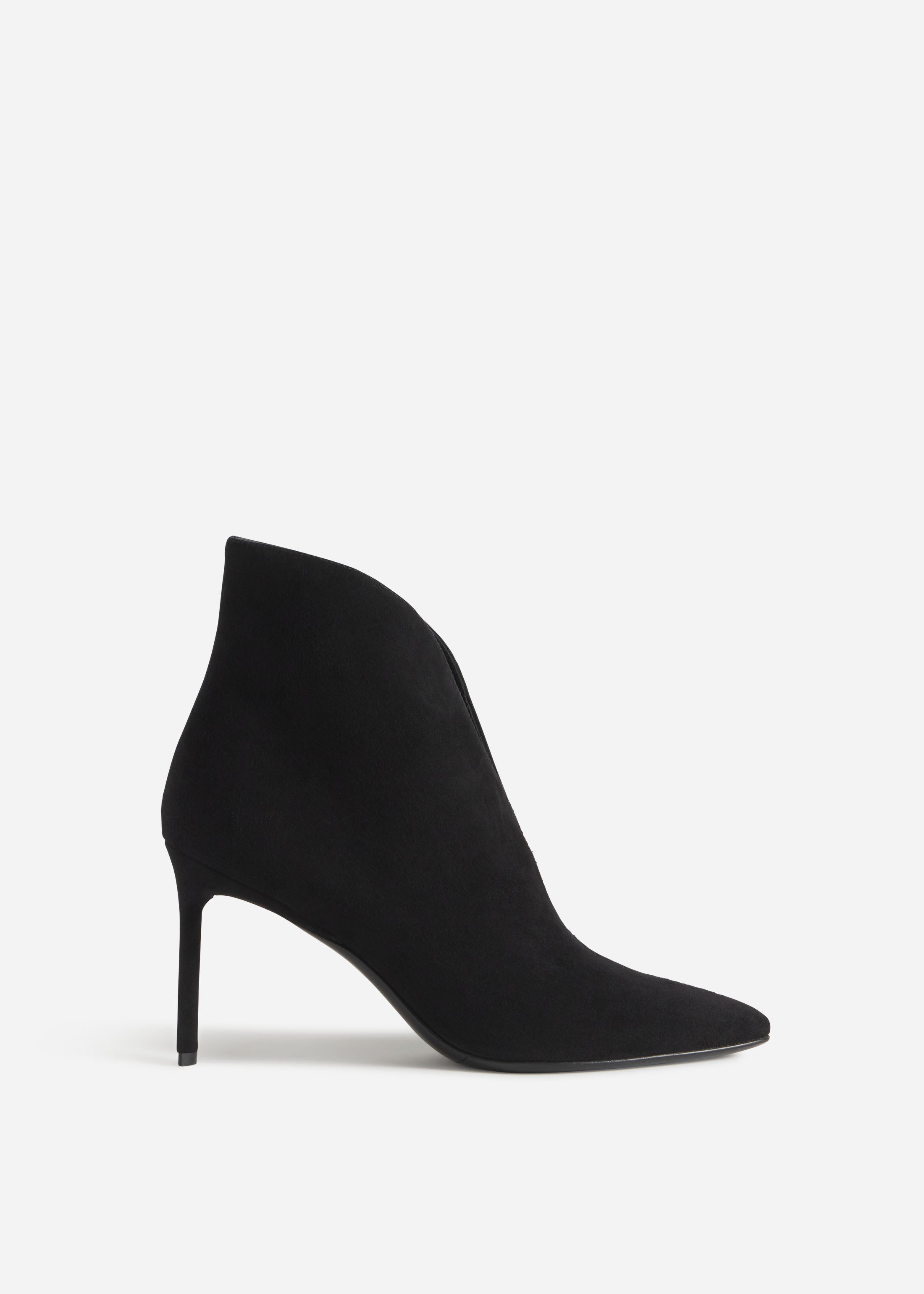 V-Cut Heeled Bootie in Suede - Black, image 2 of 3