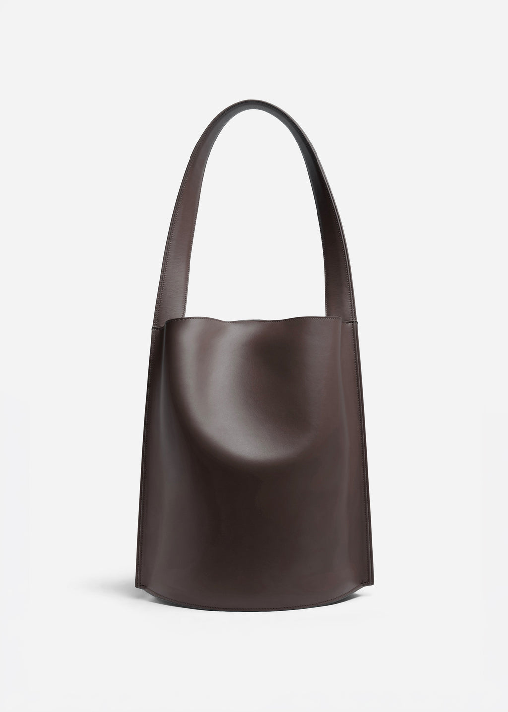 Bucket Tote Bag in Leather - Chocolate - CO