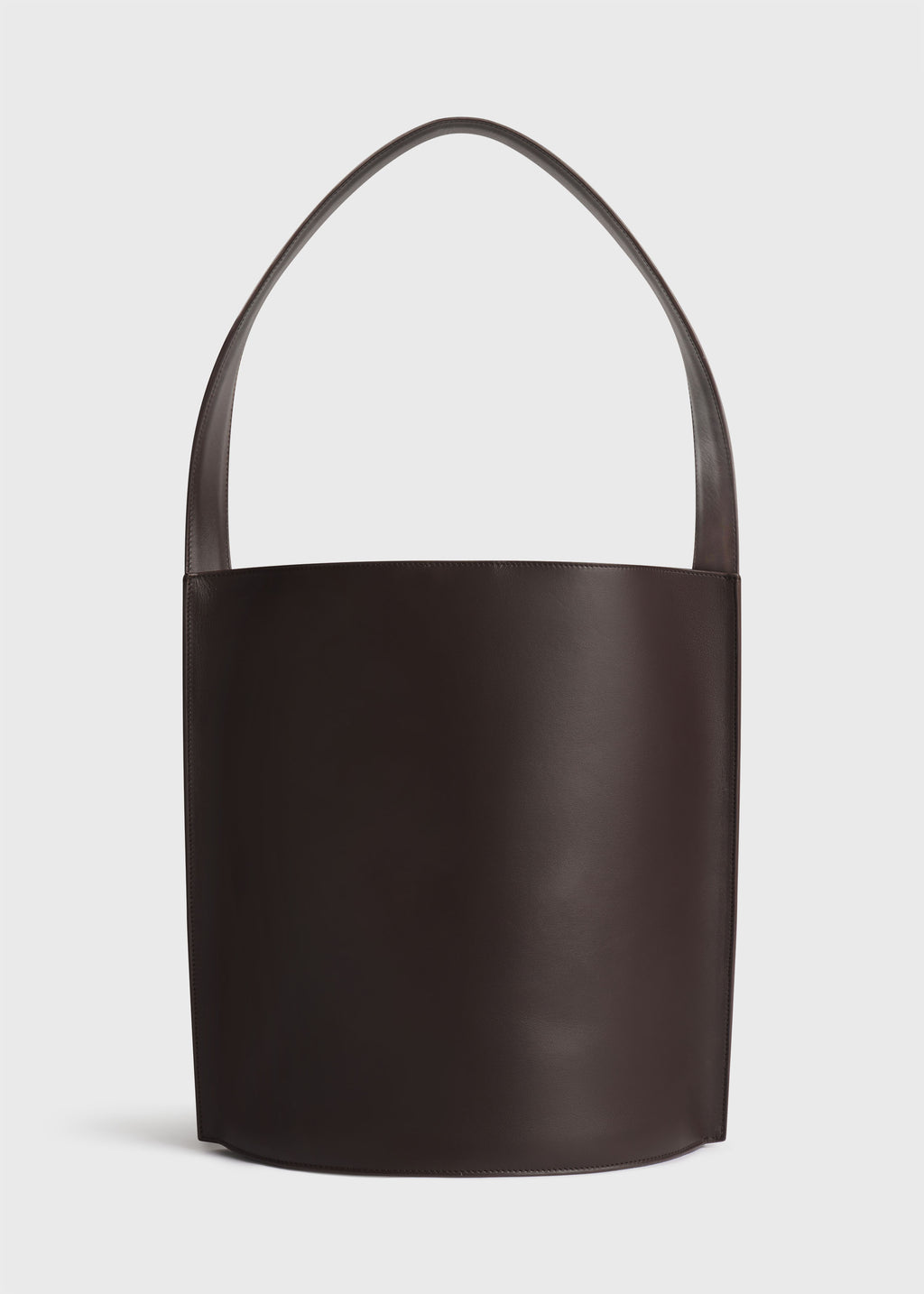 Bucket Tote Bag in Leather - Chocolate - CO