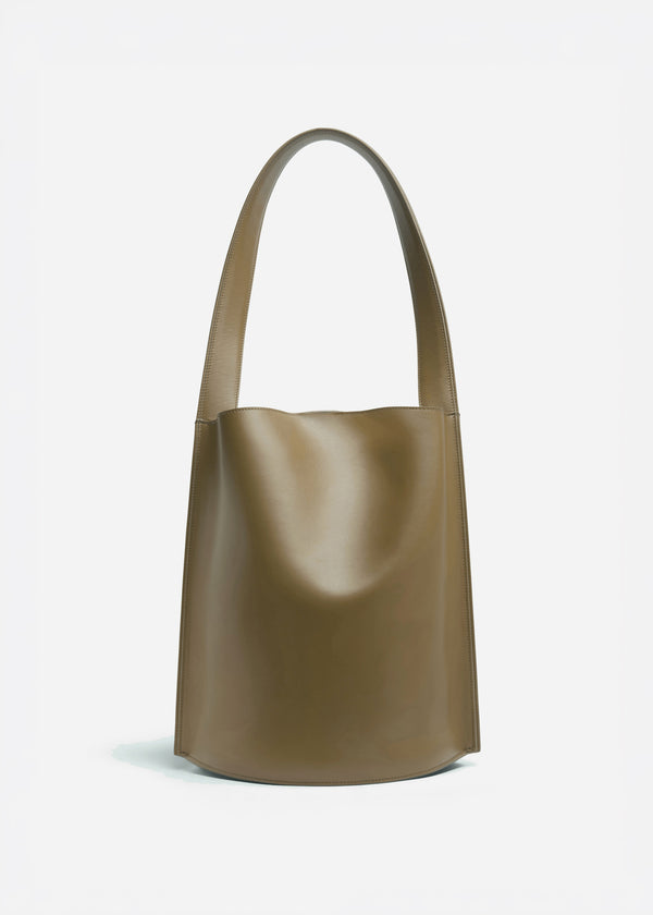 Bucket Tote Bag in Leather - Olive - CO