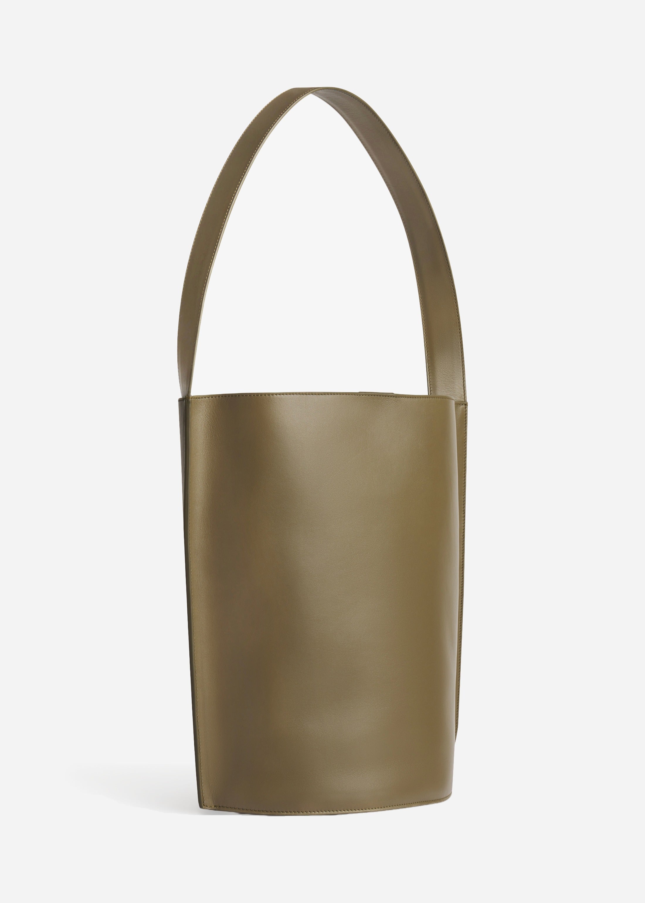 Bucket Tote Bag in Leather - Olive