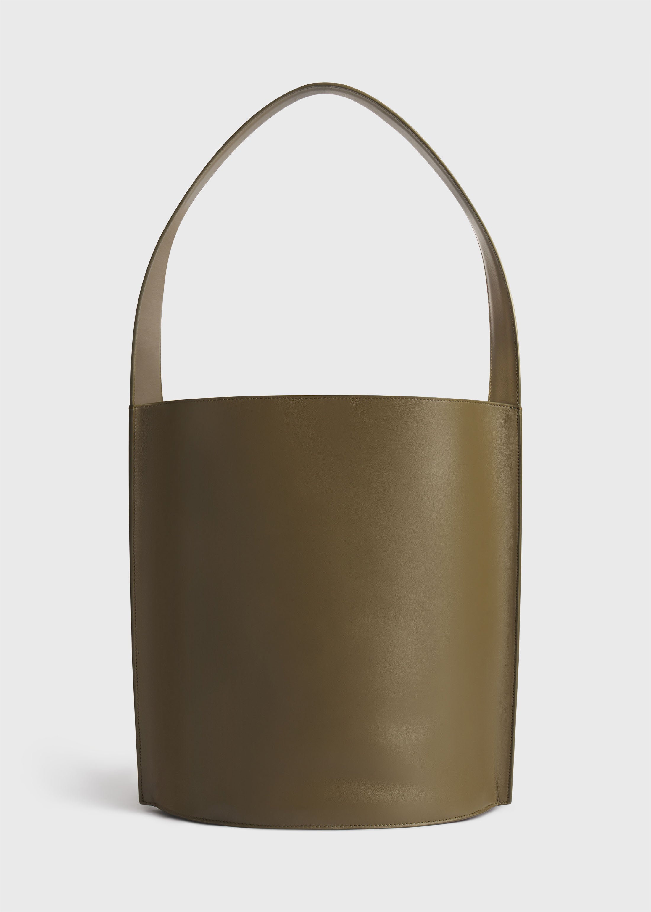 Bucket Tote Bag in Leather - Olive