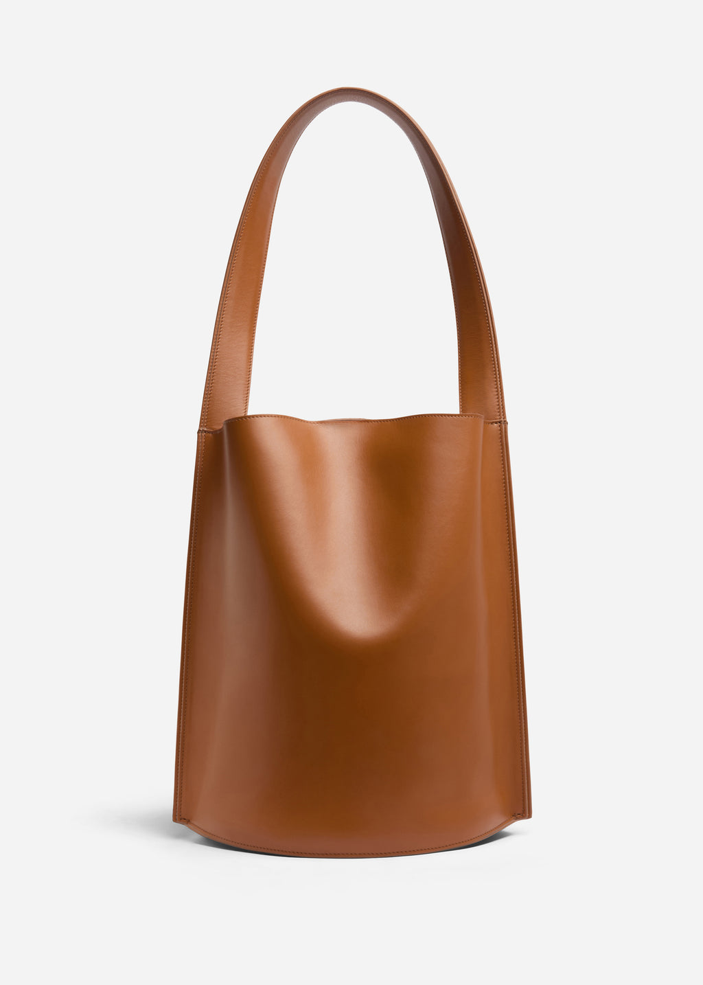 Bucket Tote Bag in Leather - Cognac - CO