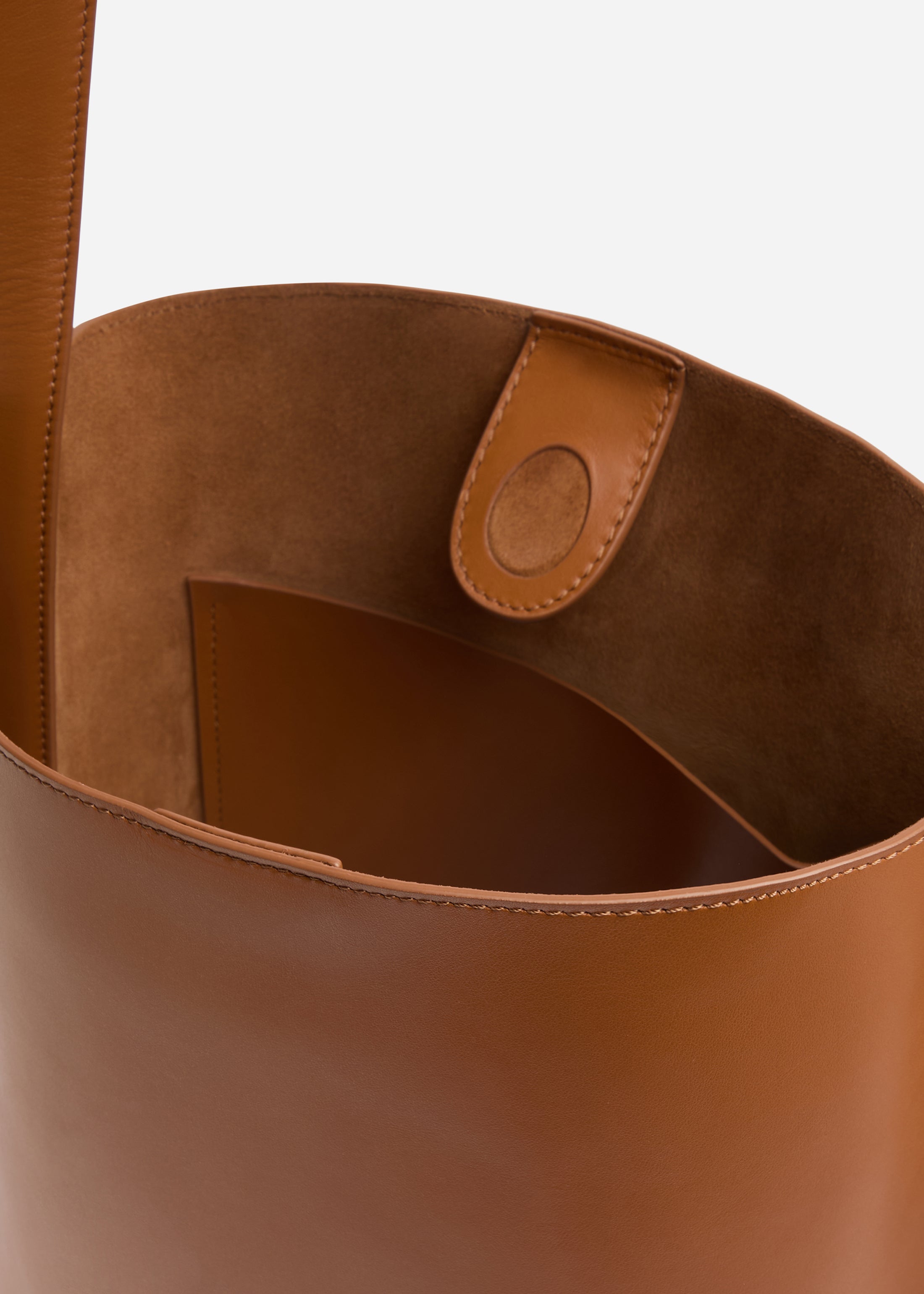 Bucket Tote Bag in Leather - Cognac