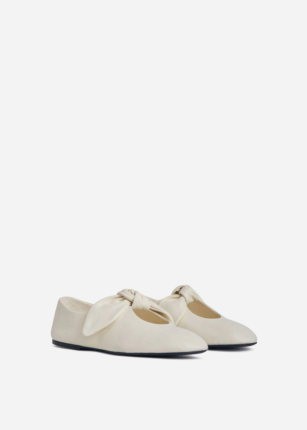 Leather Bow Flat in Ivory - CO