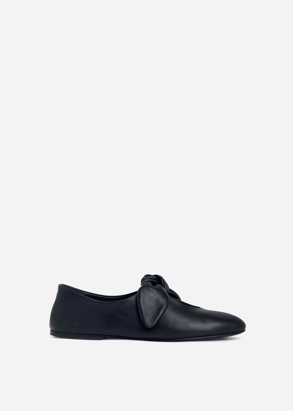 Leather Bow Flat in Black - CO