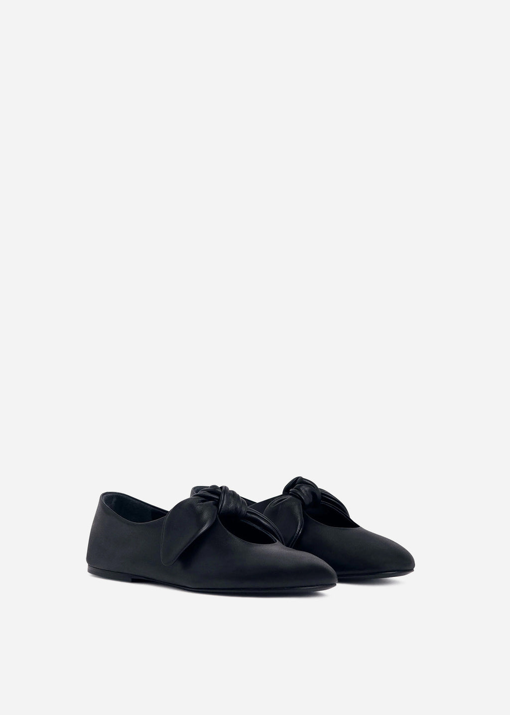 Leather Bow Flat in Black - CO