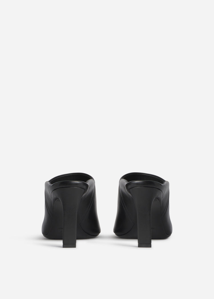 Open Toe Heeled Mule in Smooth Leather - Black, image 3 of 3