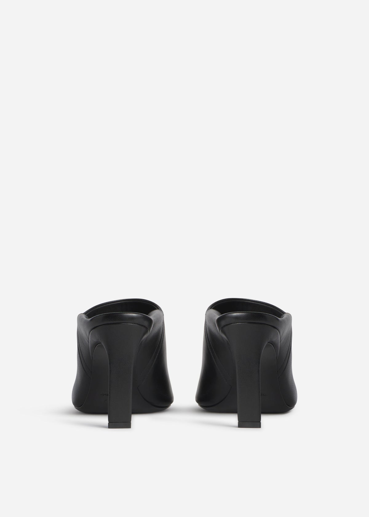 Open Toe Heeled Mule in Smooth Leather - Black, image 3 of 3