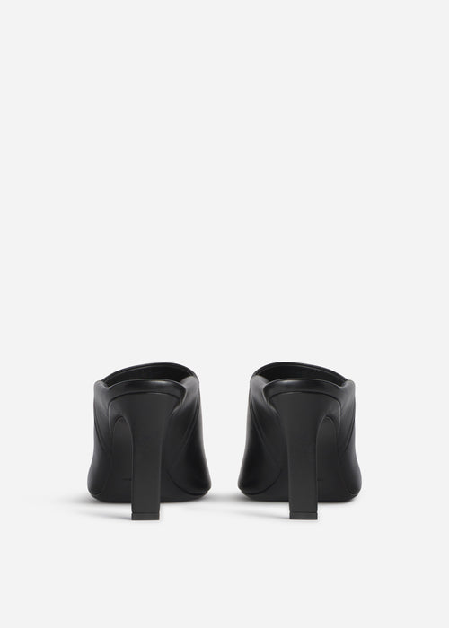 Open Toe Heeled Mule in Smooth Leather - Black, image 3 of 3
