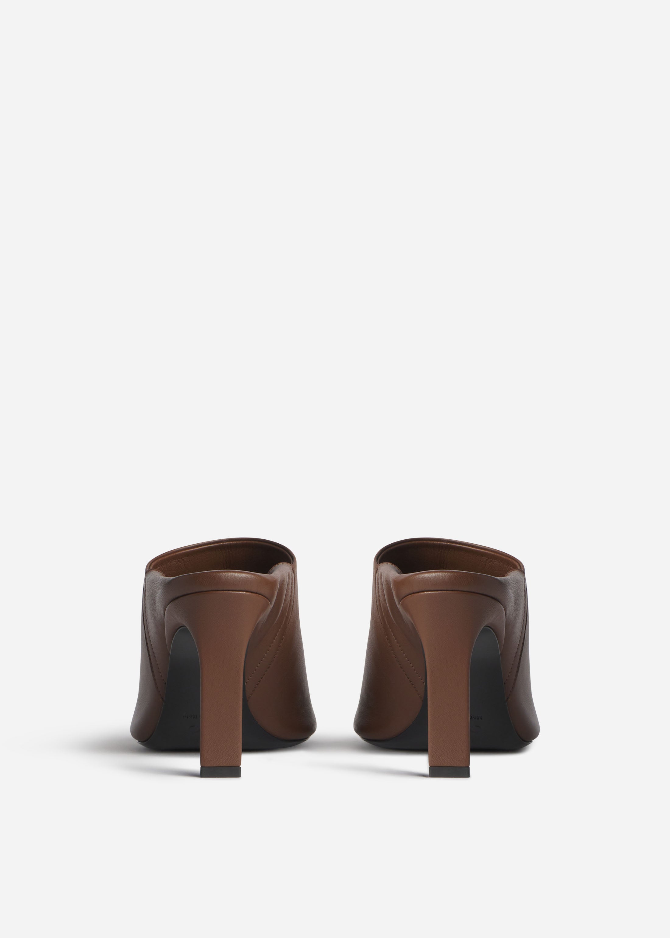 Open Toe Heeled Mule in Smooth Leather - Cognac