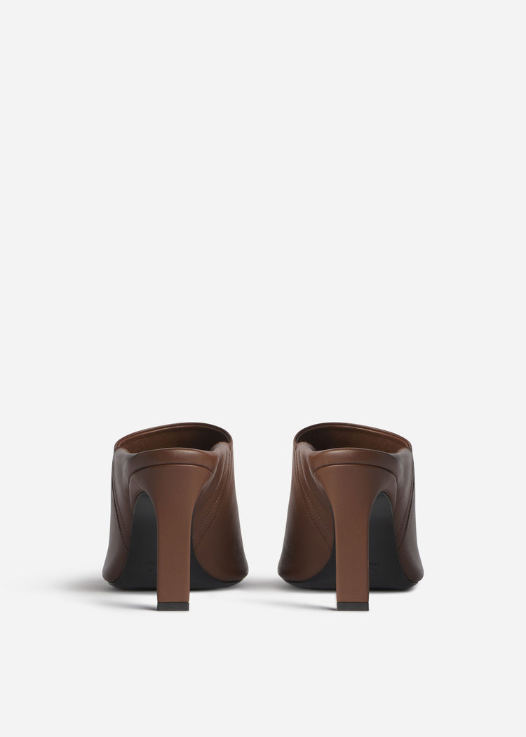 Open Toe Heeled Mule in Smooth Leather - Cognac, image 3 of 3