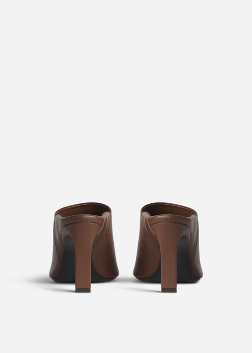 Open Toe Heeled Mule in Smooth Leather - Cognac, image 3 of 3
