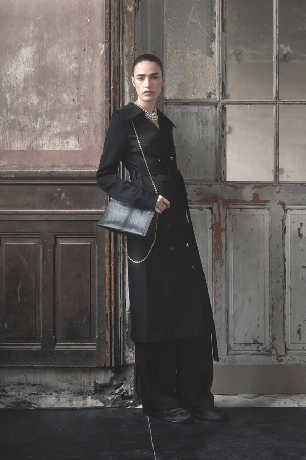 Belted Dress in Wool Twill - Black - CO