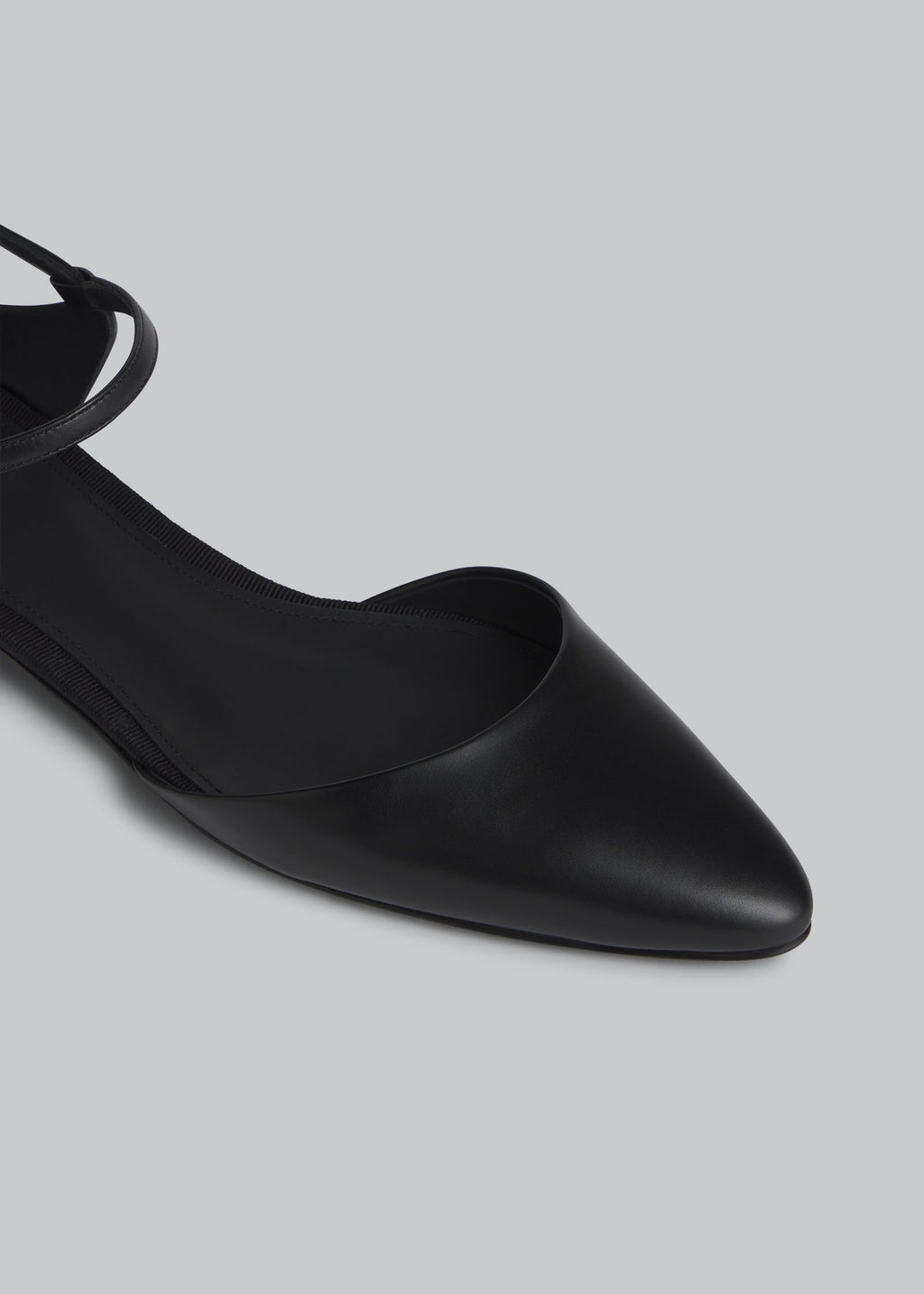 Slingback Pointed Toe Flat in Calfskin - Black - CO