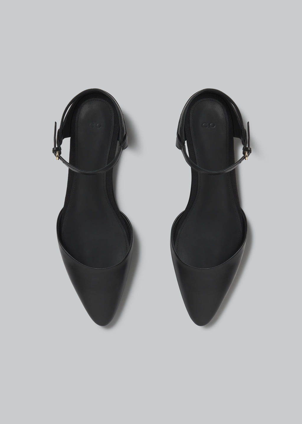 Slingback Pointed Toe Flat in Calfskin - Black - CO