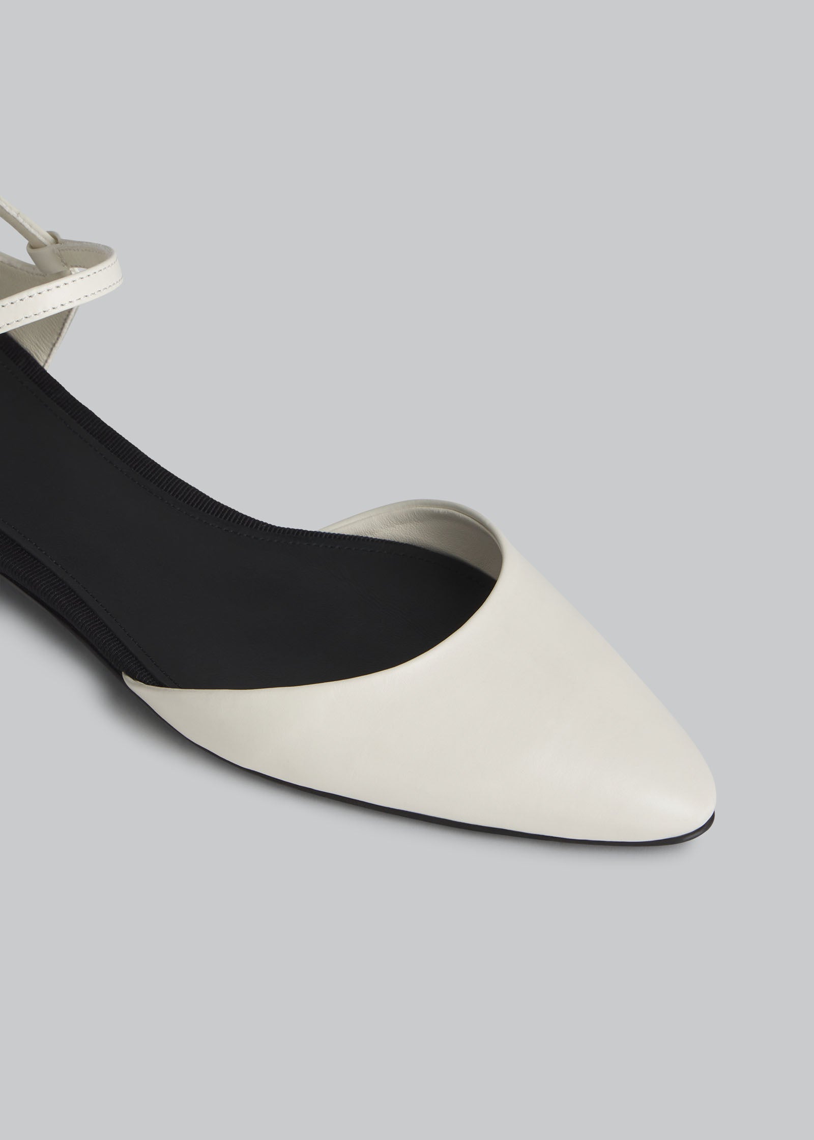 Slingback Pointed Toe Flat in Calfskin - Ivory