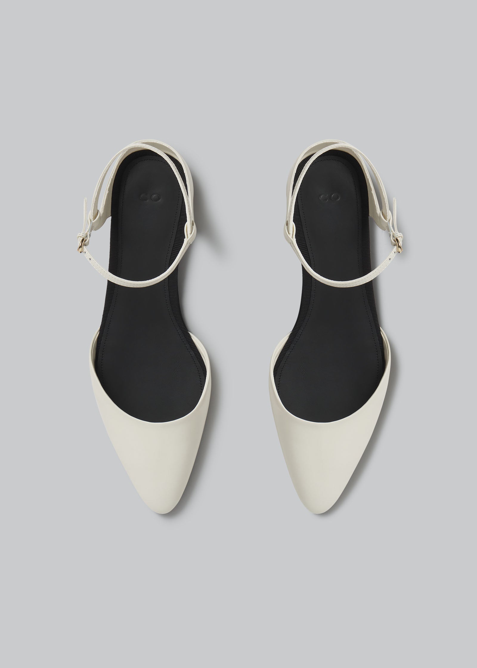 Slingback Pointed Toe Flat in Calfskin - Ivory