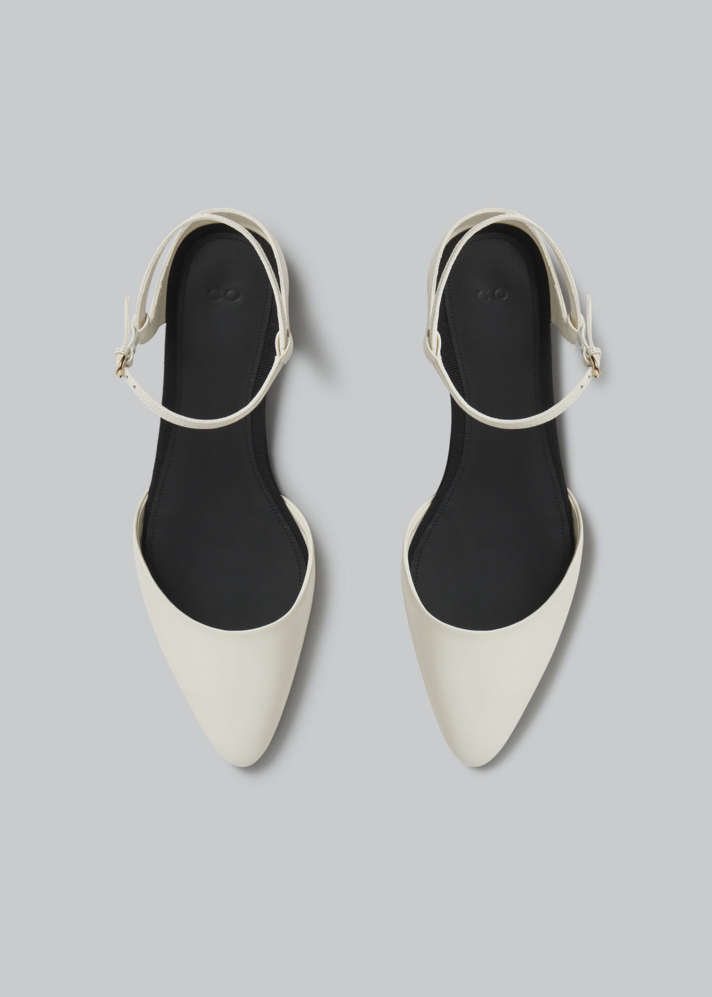 Slingback Pointed Toe Flat in Calfskin - Ivory - CO