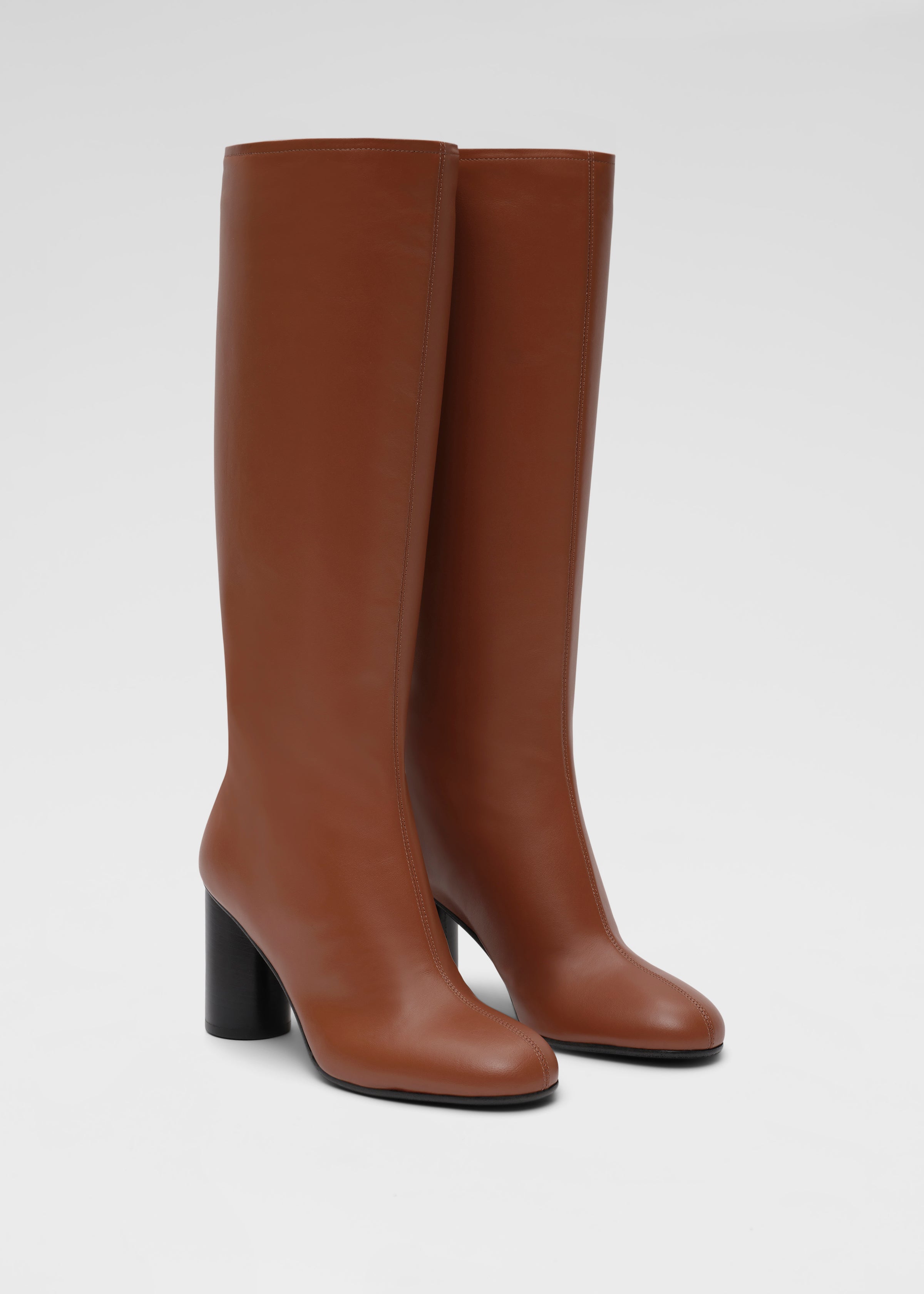 Knee High Boot in Tresor Calfskin - Chestnut - CO Collections