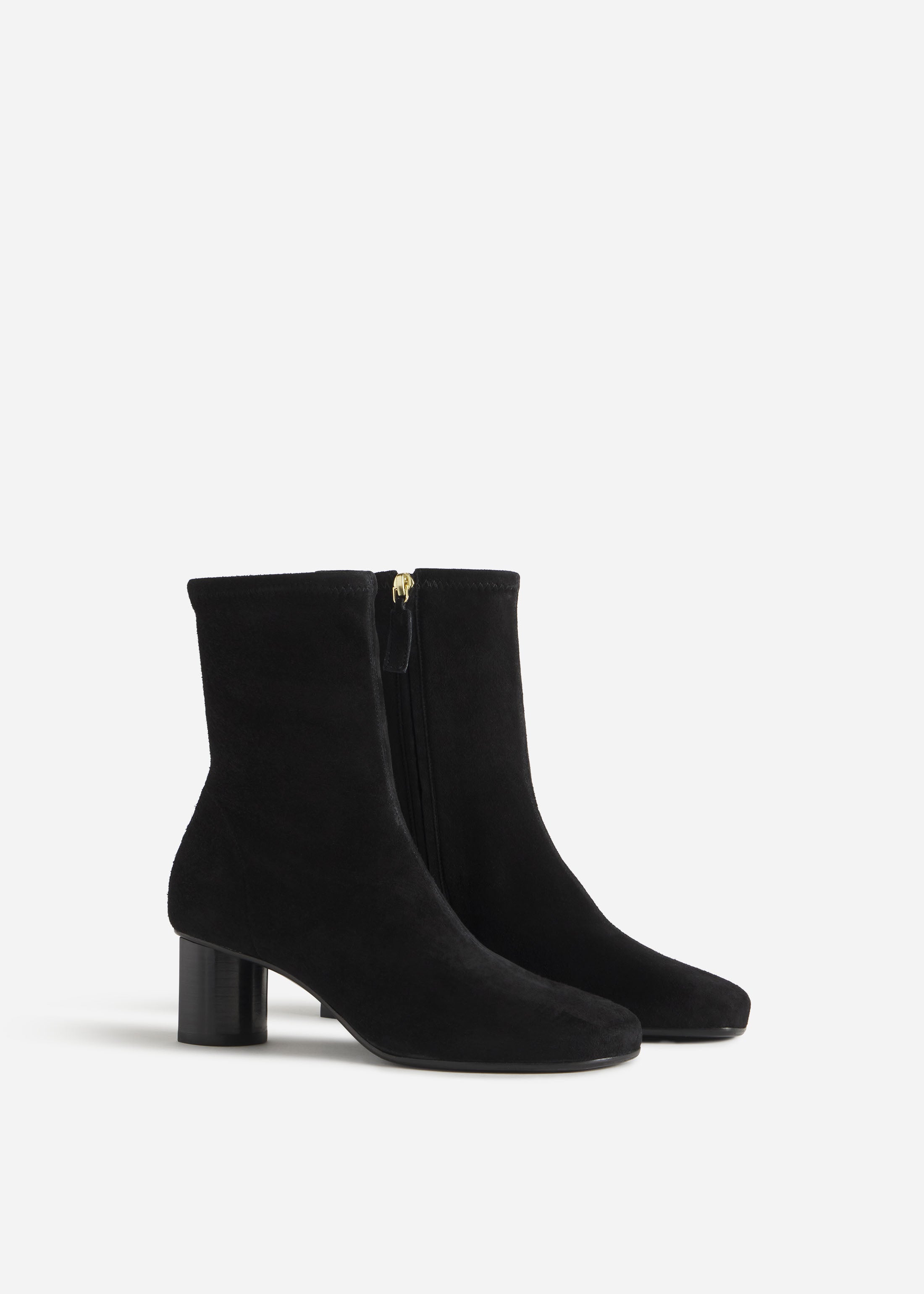 Square Toe Ankle Boot in Suede - Black, image 2 of 3