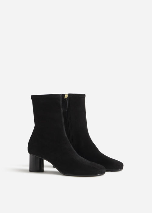 Square Toe Ankle Boot in Suede - Black, image 2 of 3