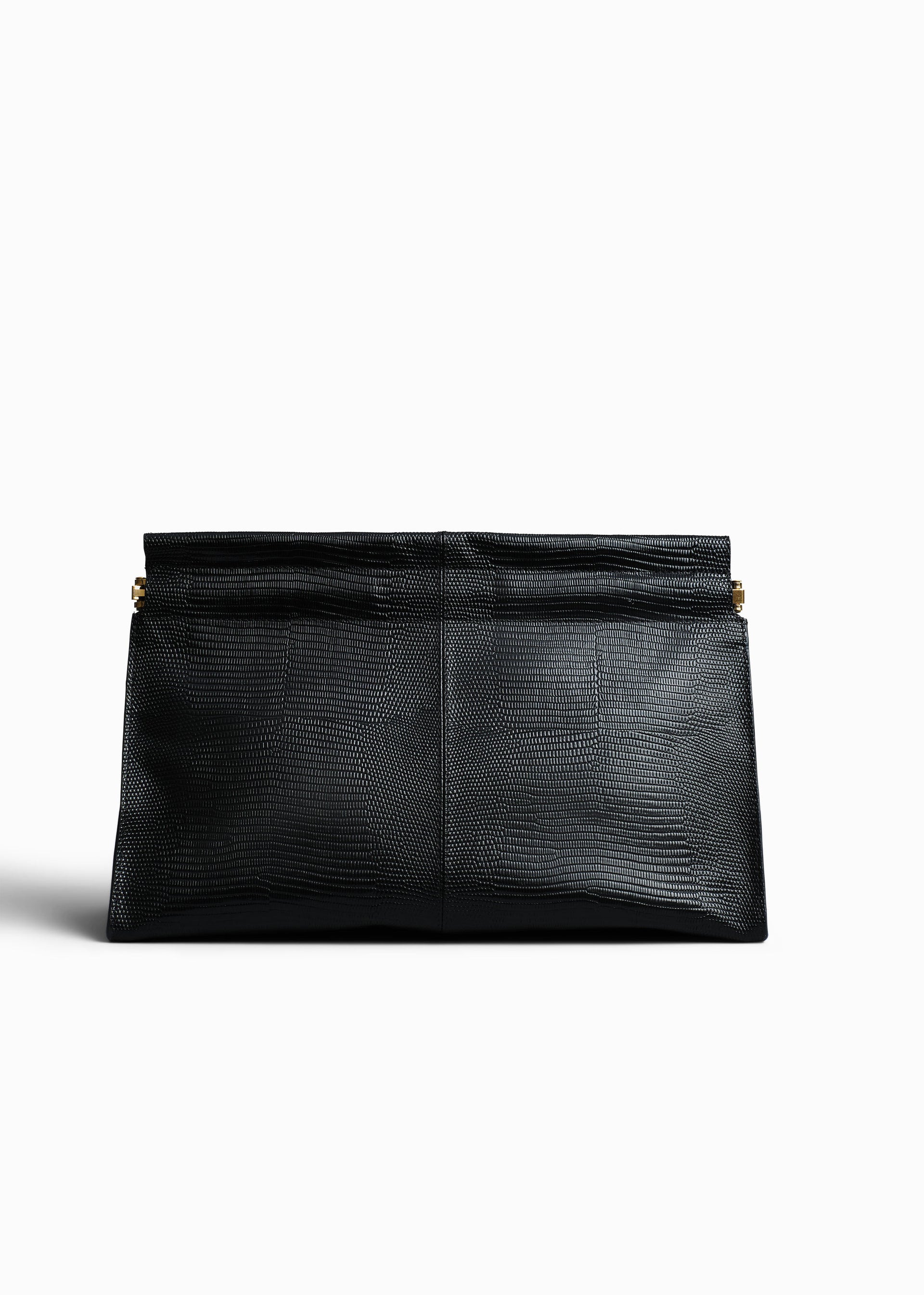 Medium Leather Clutch in Black - Black - CO
