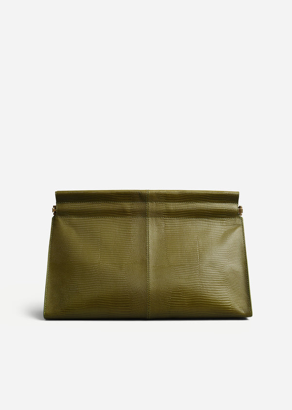 Large Leather Clutch - Olive - CO