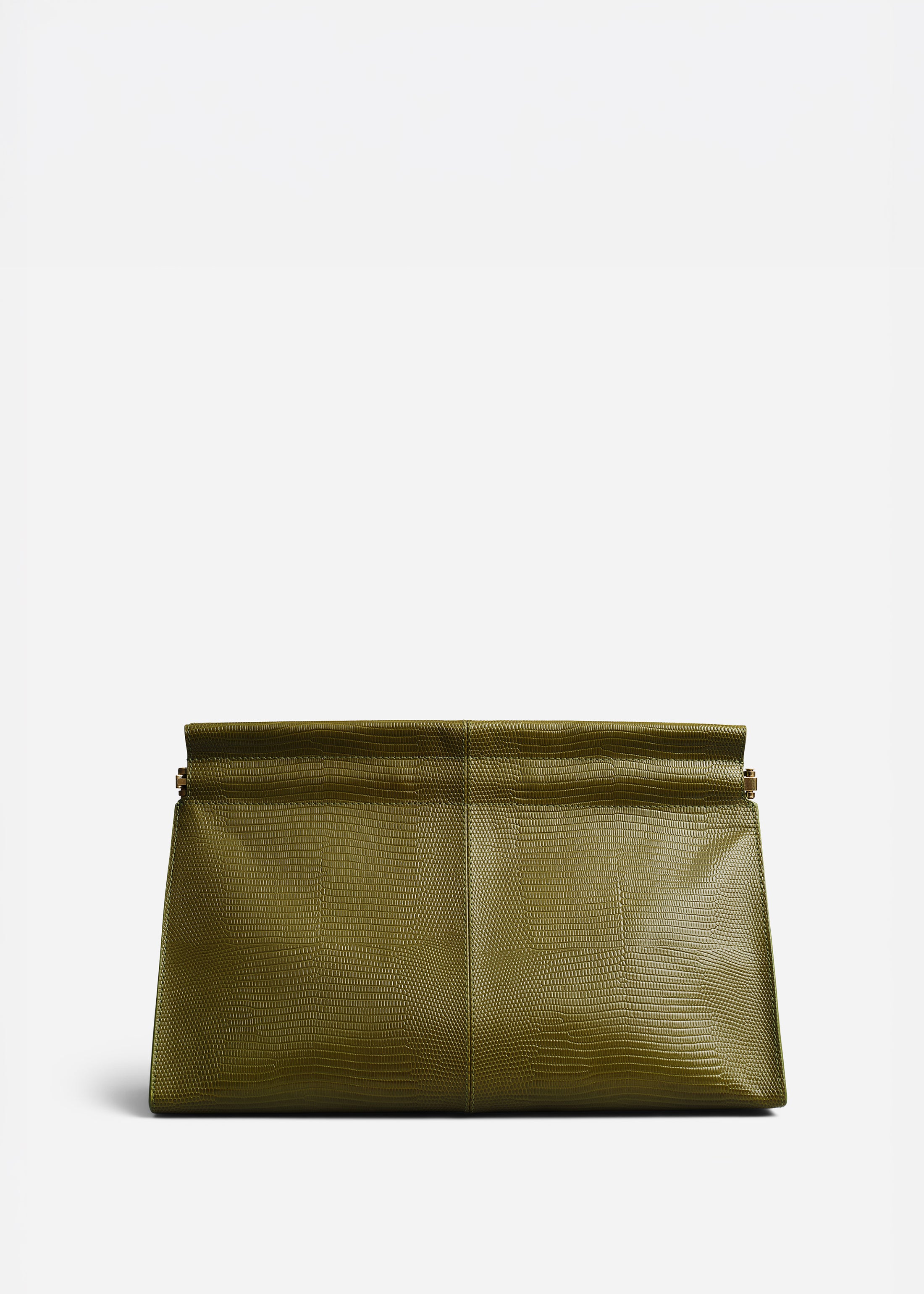 Large Leather Clutch - Olive