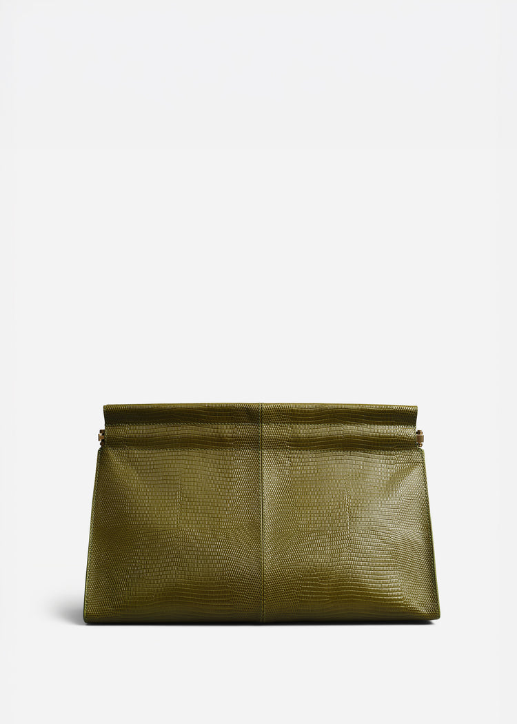 Large Leather Clutch - Olive, image 1 of 5