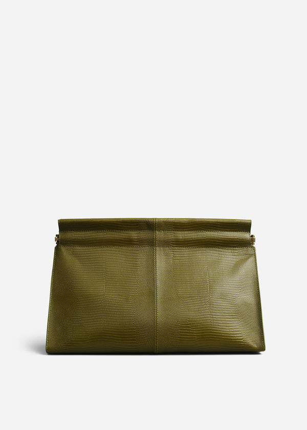Large Leather Clutch - Olive - CO