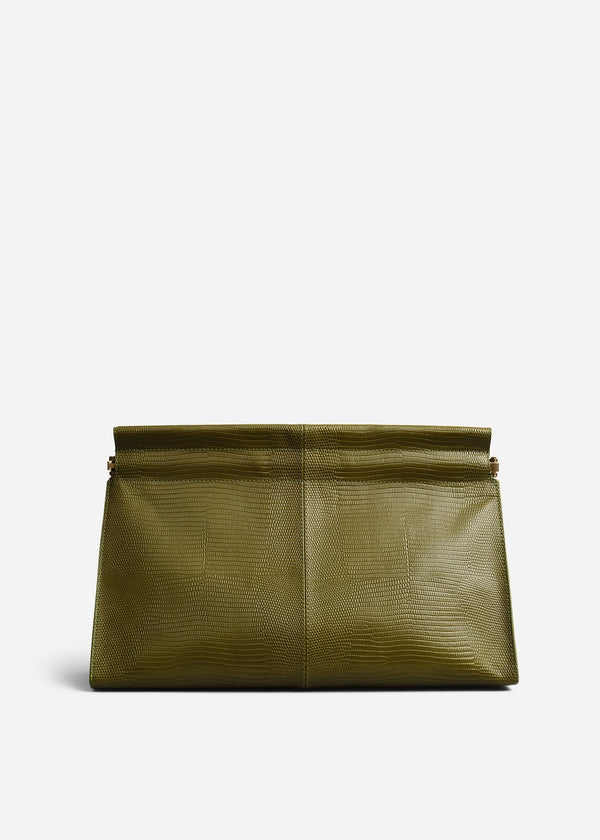 Large Leather Clutch - Olive - CO