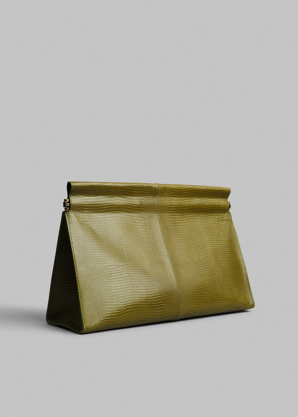 Medium Leather Clutch in Olive - Olive - CO