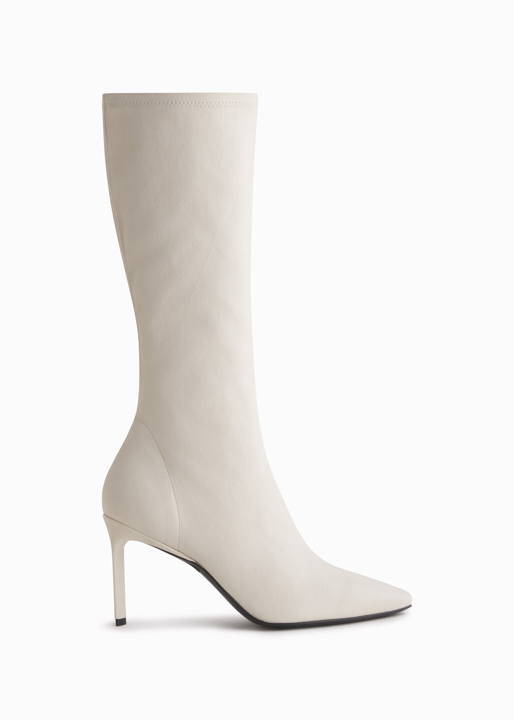Pointed Stretch Leather Heel in Ivory - CO