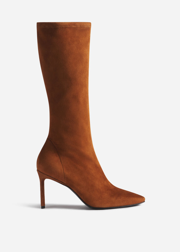 Heeled Suede Boot - Cognac - CO
