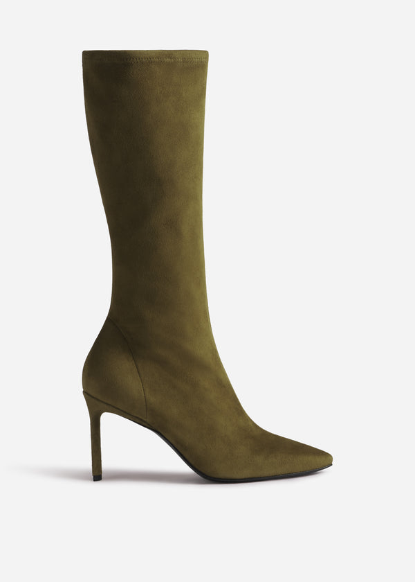Heeled Suede Boot - Olive - CO