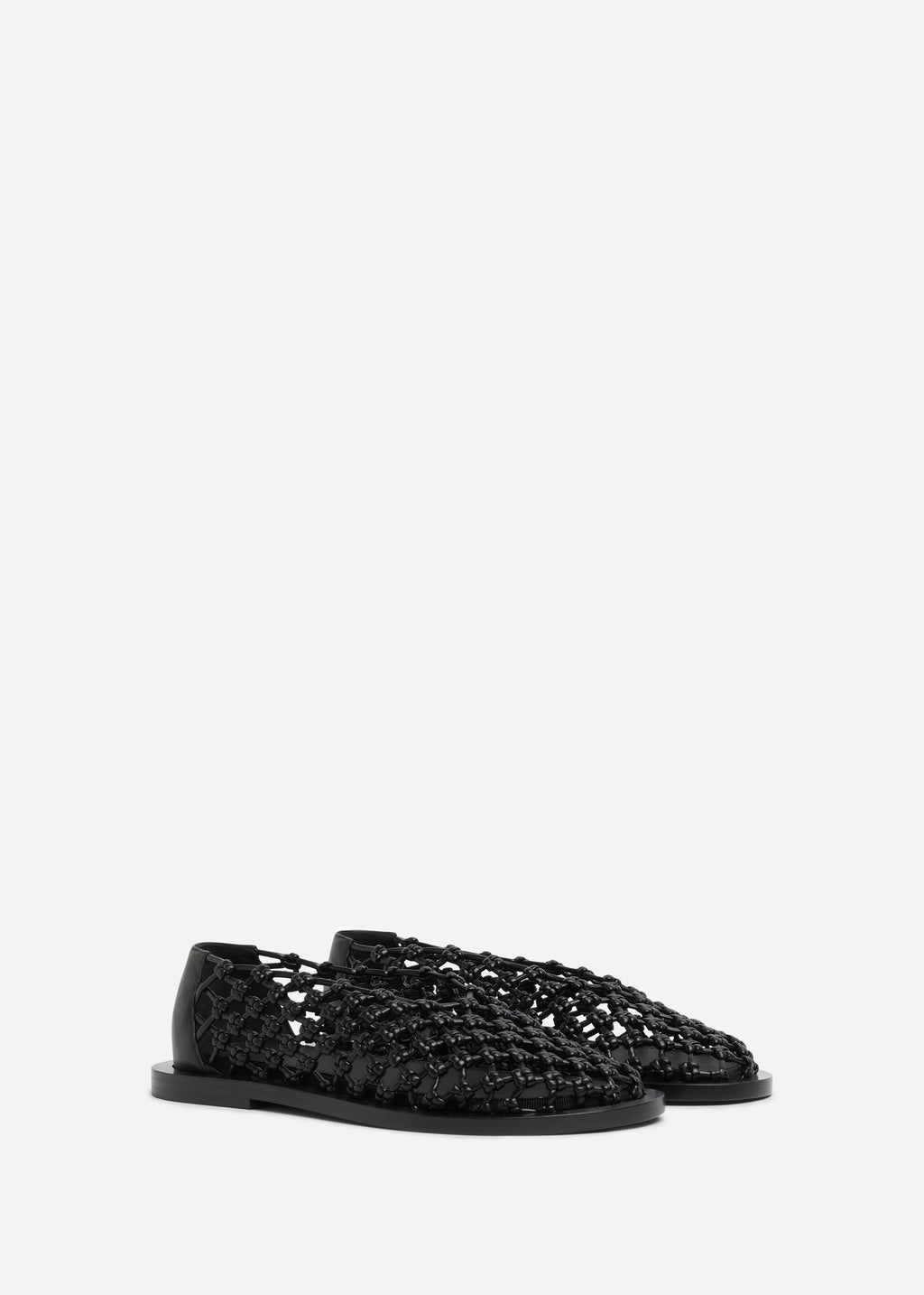 Woven Knotted Flat in Napa Leather - Black - CO