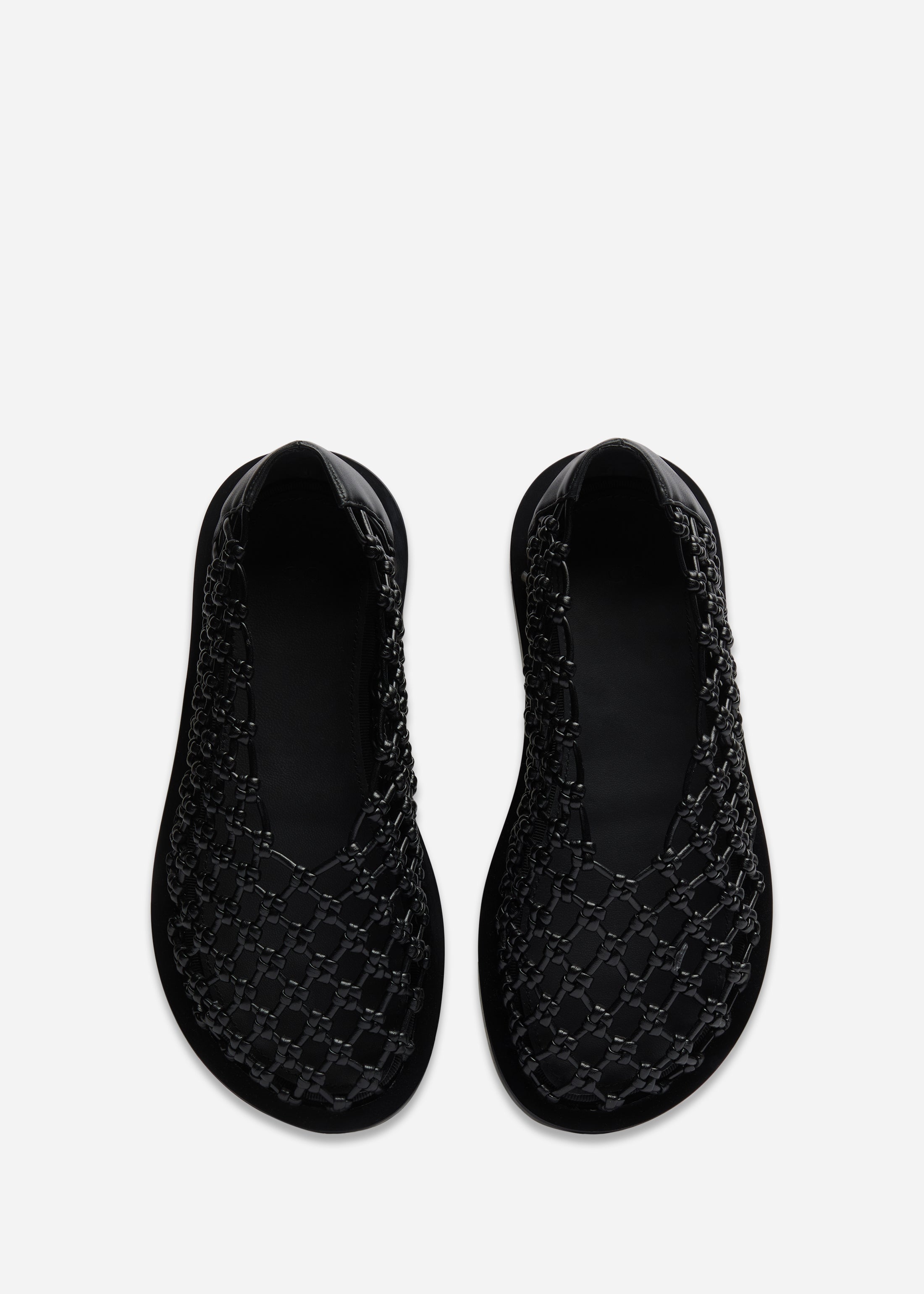 Woven Knotted Flat in Napa Leather - Black