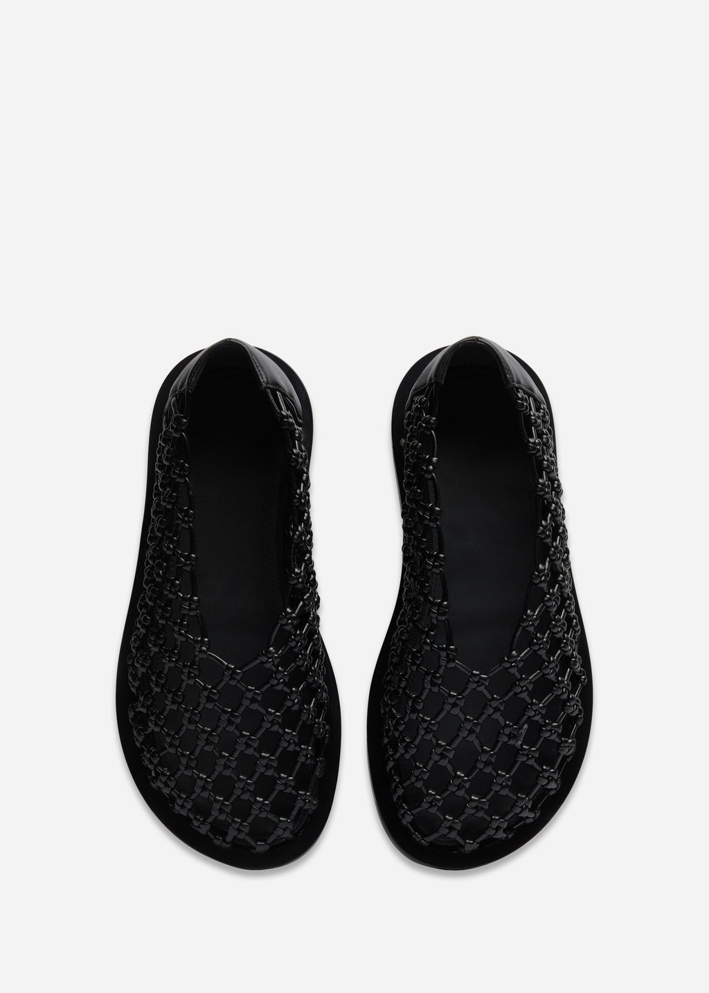 Woven Knotted Flat in Napa Leather - Black - CO