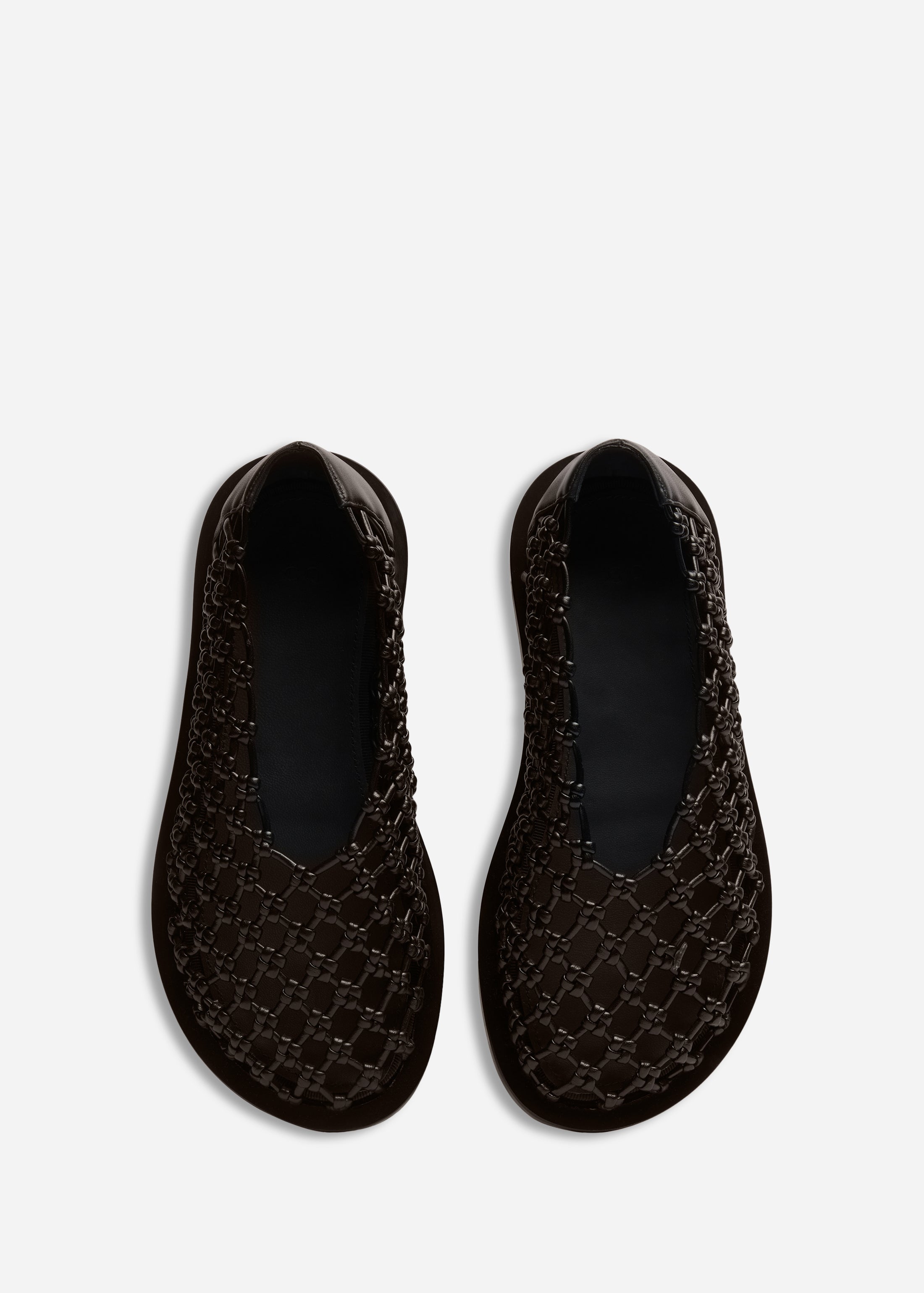 Woven Knotted Flat in Napa Leather - Chocolate