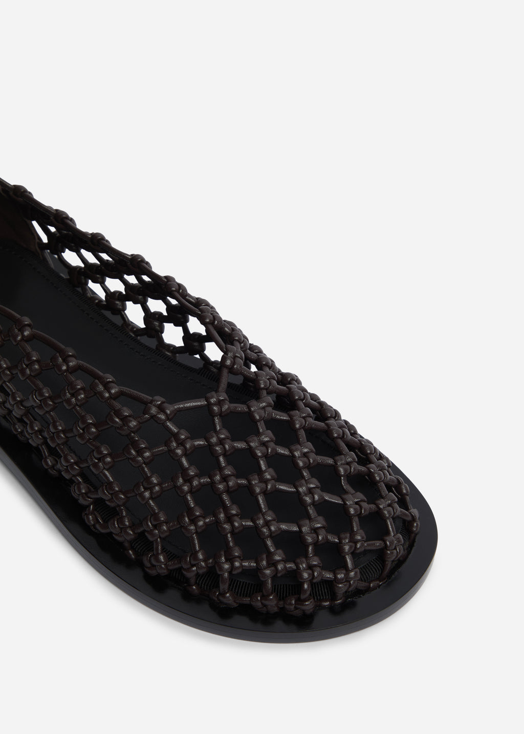 Woven Knotted Flat in Napa Leather - Chocolate - CO